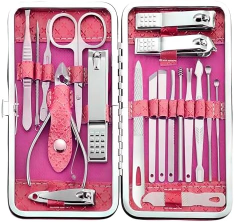 Manicure Set - 19 in 1 Professional Nail Clippers Pedicure Kit, Manicure Tool Kit, Stainless Steel Facial Grooming Set Kit, Gift Idea for Women, Men, Girls, Teens, Beige