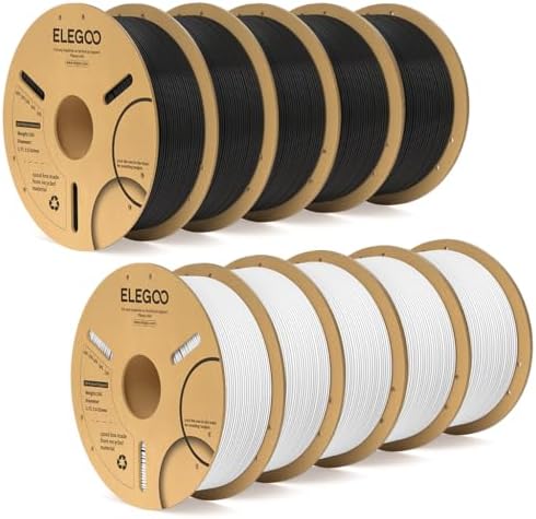 ELEGOO PLA Filament 1.75mm Black 1KG,3D Printer Filament Dimensional Accuracy +/- 0.02mm,1kg Cardboard Spool(2.2lbs) 3D Printing Filament Fits for Most FDM 3D Printers