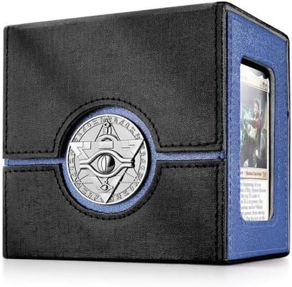 Kabinka Commander Deck Box for MTG with Metal Emblem, Card Deck Box with Dice Tray, Hold 100 Double-Sleeved Cards for TCG/PTCG, Cards Storage Case, 35PT Magnetic Card Holder (Black& Purple, Lotus)