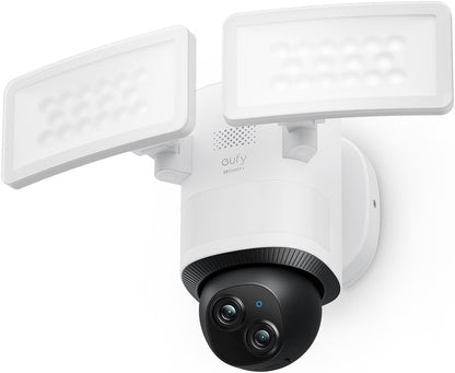 eufy Security Floodlight Camera E340 Wired, 360° Pan and Tilt, 24/7 Recording, Dual-Band Wi-Fi, 2,000 Lumens, Motion-Activated, Dual Camera, HomeBase 3 Compatible, Local Storage, No Monthly Fee