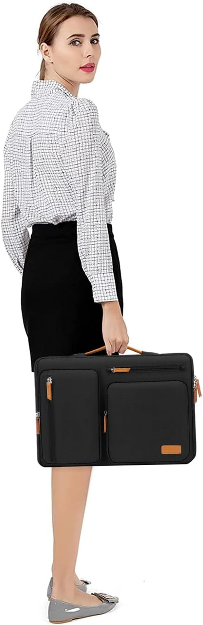 MOSISO 360 Protective Laptop Sleeve Compatible with MacBook Air/Pro, 13-13.3 inch Notebook, Compatible with MacBook Pro 14 inch M3 M2 M1, Side Open Bag with 4 Zipper Pockets&Handle, Black - PuriLite