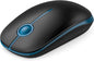 Wireless Mouse, Vssoplor 2.4G Slim Portable Computer Mice with Nano Receiver for Notebook, PC, Laptop, Computer (Black and Sapphire Blue)