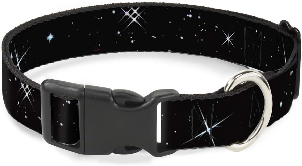 Buckle-Down PC-W21909-M Dog Collar Plastic Clip Buckle, 1"x11"-17", Star Black/White