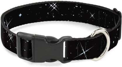 Buckle-Down PC-W21909-M Dog Collar Plastic Clip Buckle, 1"x11"-17", Star Black/White