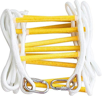 ISOP Fire Escape Rope Ladder 5 m with Spring Hooks - Emergency Evacuation Ladders - Flame Resistant Compact & Lightweight Safety Ropes 900 kg Weight Capacity - Hanging Ladders for Work