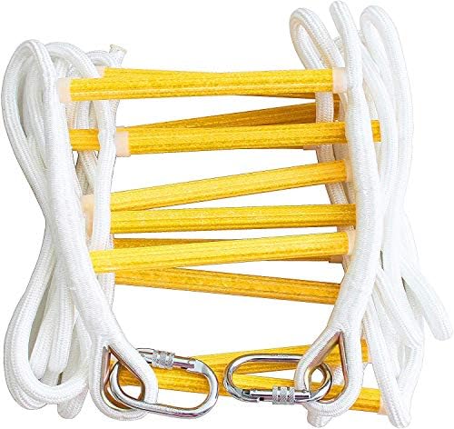 ISOP Fire Escape Rope Ladder 5 m with Spring Hooks - Emergency Evacuation Ladders - Flame Resistant Compact & Lightweight Safety Ropes 900 kg Weight Capacity - Hanging Ladders for Work