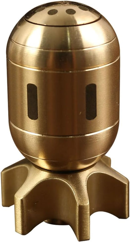 Rotating Brass Missile Figurine | Desk Ornament | Bookshelf Decor | Office Accessory | Modern Military Decor