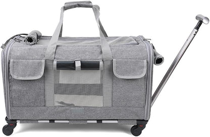 axGear Rolling Pet Carrier Trolley Wheels Dog Cat Traveling Camping Air