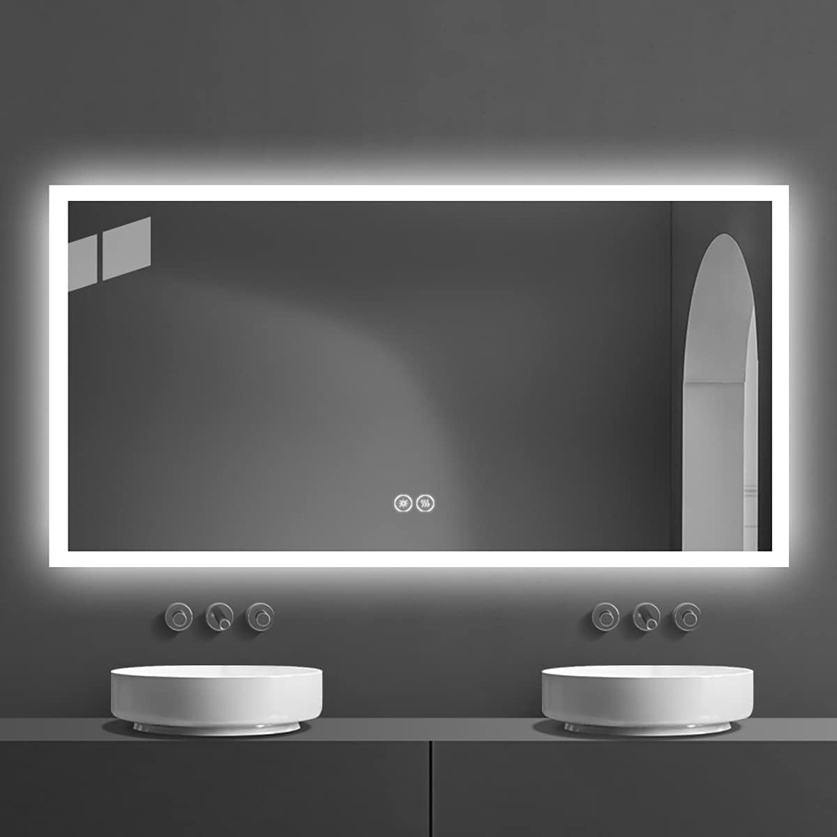 DP Home LED Lighted Bathroom Vanity Wall Mirror with Touch Button, Dimmable, Vertical & Horizontal Mount Mirrors 70 x 32 in E-N031-7032-TS Wall Mounted Makeup LED Vanity Mirror