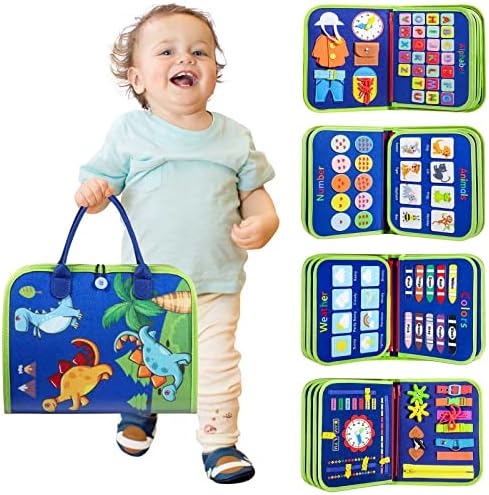 Winblo Toddler Busy Board - Montessori Toys for Toddler Girl Birthday Gift, Educational Learning Sensory Busy Book for Girls, Airplane Car Travel Activities Toy for Toddlers