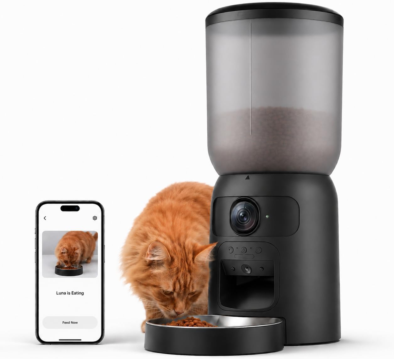 Automatic Cat Feeder with Camera, 2K WiFi App-Controlled Pet Feeder