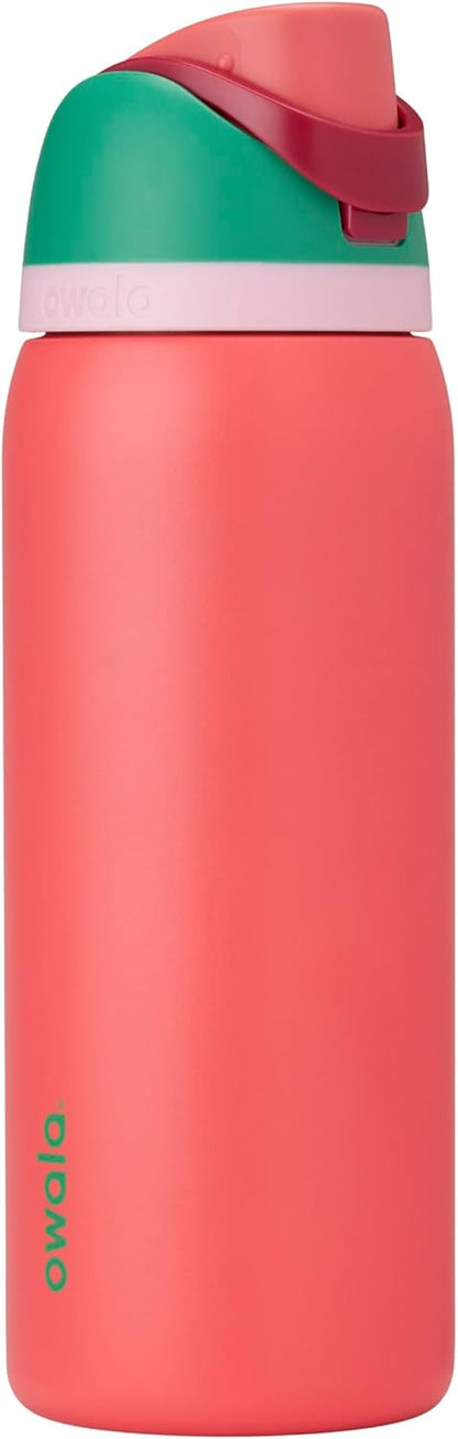 Owala FreeSip Insulated Stainless Steel Water Bottle with Straw for Sports and Travel, BPA-Free, 24-oz, Very, Very Dark