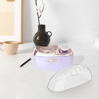 2 in 1 Electric Automatic Nail Clippers Trimmer, 2 Speeds Levels Fingernail Trimmer, Polisher Electric Nail Clipper with Light for Adults baby, White