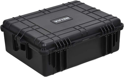 MEIJIA Portable Waterproof Protective Hard Case,Camera Case with Customizable Fit Foam Inserted, Elegant Black (9.17"x 7.56"x4.33")