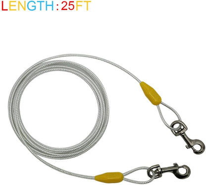 Petest 25ft Reflective Tie-Out Cable for Small Dogs Up to 35 Pounds