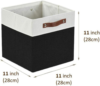 DECOMOMO Fabric Cube Storage Bin - Storage Baskets for Shelves, Kallax (Grey & White, 13 inch Cube) - 4 Pack