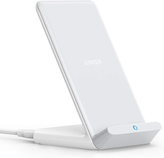 Anker 313 Wireless Charger (Stand), Qi-Certified for iPhone 14/14 Pro/14 Pro Max/13/13 Pro Max, 10W Fast-Charging Galaxy S20, S10 (No AC Adapter)