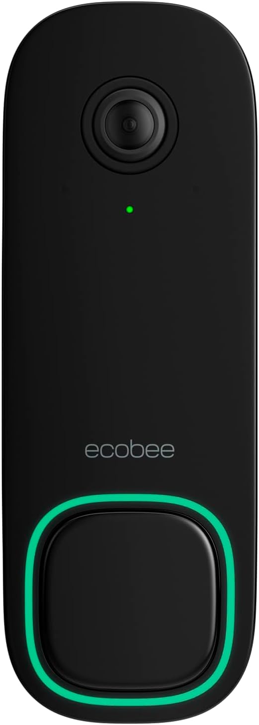 ecobee Smart Video Doorbell Camera (Wired) - with Industry Leading HD Camera, ecobee Smart Security, Night Vision, Person and Package Sensors, 2-Way Talk, and Video & Snapshot Recording
