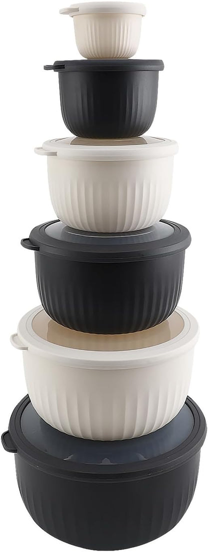 COOK WITH COLOR Prep Bowls with Lids- 8 Piece Nesting Plastic Small Mixing Bowl Set with Lids (Teal Ombre)