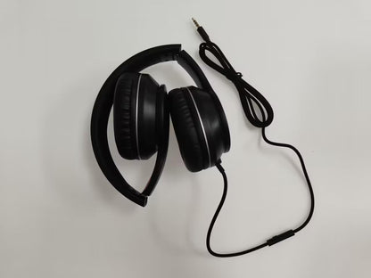 LORELEI X6 Over-Ear Wired Stereo Bass Headphones with Microphone, Lightweight, Foldable & Portable with 1.45M No-Tangle for Smartphone, Tablet, MP3/4, Space Black