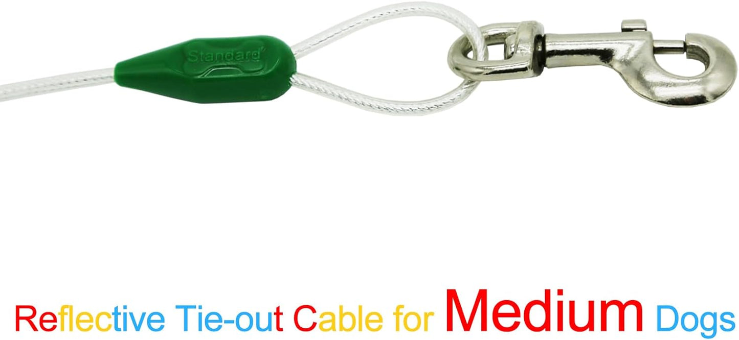 Petest 25ft Reflective Tie-Out Cable for Small Dogs Up to 35 Pounds