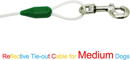 Petest 25ft Reflective Tie-Out Cable for Small Dogs Up to 35 Pounds