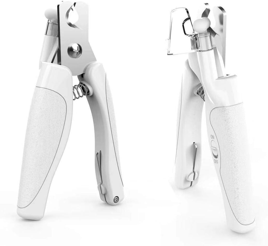 Pet Nail Clipper with LED Light for Dogs & Cats, Rechargeable Nails & Claws Trimmer Grooming, Safe Professional Trimming Tool with Nail Trapper & Free Nail File, Quick-Sensor Razor Sharp Blades