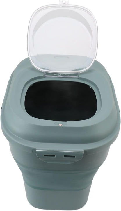 Collapsible Rice Food Container with Measuring Cup and Locking Lid for Pantry Organization 110lb Plastic 1 Unit (Green)