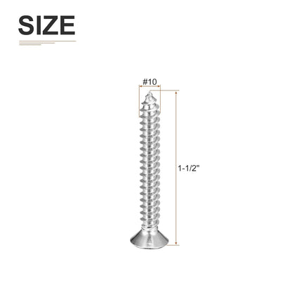 DTGN 100Pcs #8x1 Flat Head Wood Screws, 304 Stainless Steel Phillips Self Tapping Screws - Good for Woodworking, Furniture - Silver