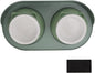 Elevated Cat Bowls, Double Ceramic Pet Bowls Cat Food and Water Set Elevated Feeding Station Ceramic Pet Dish Feeder for Kitten and Small Dogs, (Green [Cheongsam Meow] Green Bottom)