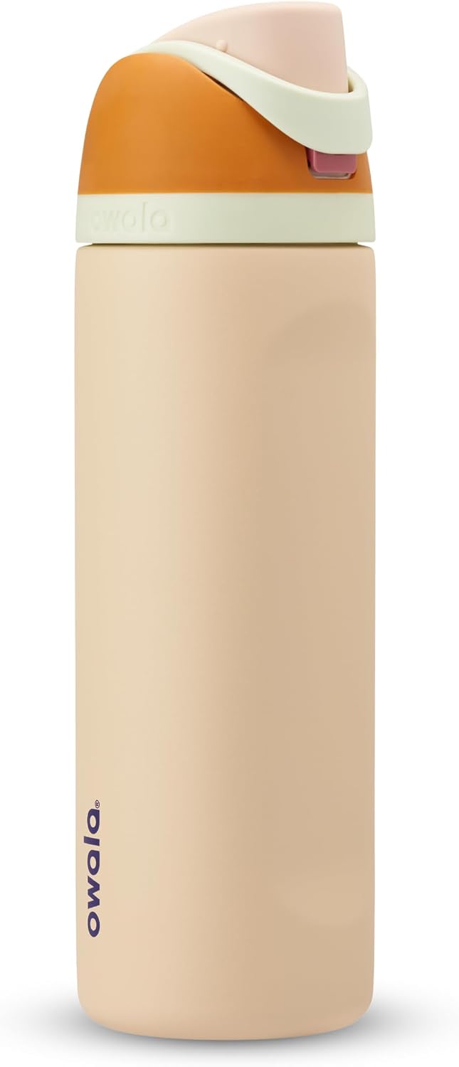 Owala FreeSip Insulated Stainless Steel Water Bottle with Straw for Sports and Travel, BPA-Free, 24-oz, Very, Very Dark