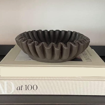 Fluted Ruffle Decorative Bowl | Resin Decorative Bowl | Home Decor Accent Bowl | Coffee Table Bowl | Small Centerpiece Bowl
