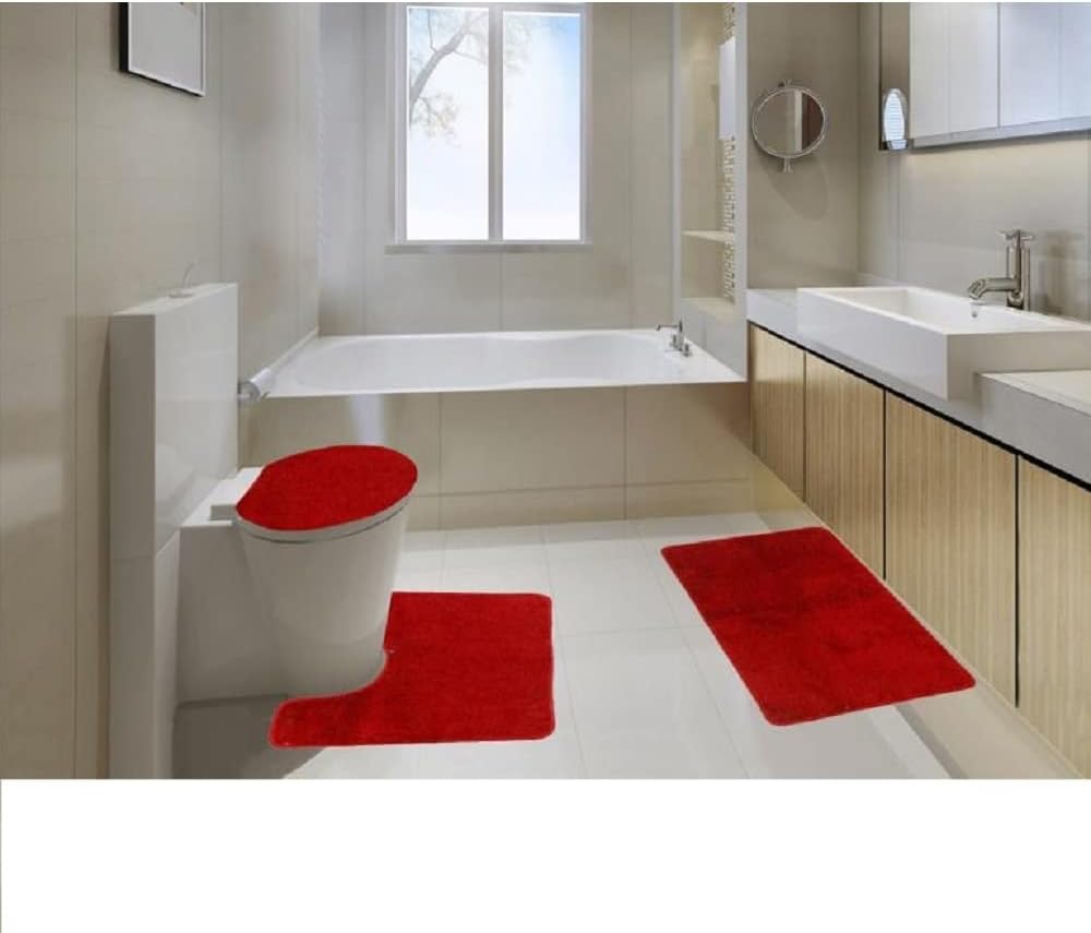 Daniel's Bath & Beyond 3 Piece Solid Luxury Bath Mat, Lime Green, (3PC Solid Luxury)