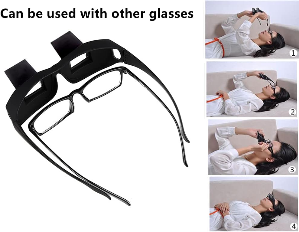 Valuu Lazy Glasses Bed Prism Glasses Lazy Spectacles Horizontal Glasses High Definition Glasses Prism Periscope Lie Down Eyeglasses for Reading and Watch TV in Bed Unisex