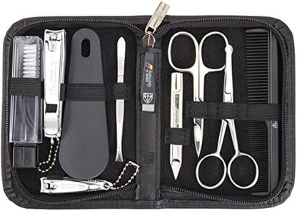 3 Swords Germany - brand quality 10 piece manicure pedicure grooming kit set for professional finger & toe nail care scissors clipper fashion leather case in gift box, Made by 3 Swords (003164)