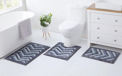 Clara Clark Bathroom Set - Gray Bathroom Accessories Set, Bathroom Sets with Shower Curtain and Rugs, 23PC Shower Curtain Set with Liner, Soap Dispenser, Soap Dish, Toilet Brush Holder, and Trash Can