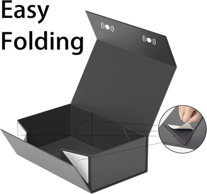 Black Gift Box, 9.5x6x3 Inch Gift boxes for Presents with Lids Magnetic Closure Rectangle Collapsible for Groomsman Proposal Box, Wedding, Christmas, Halloween, Birthday Gifts Packging