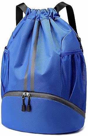 Hoedia Sports Drawstring Backpack - String Swim Gym Bag with Shoes Compartment and Wet Proof Pocket for Women/Men