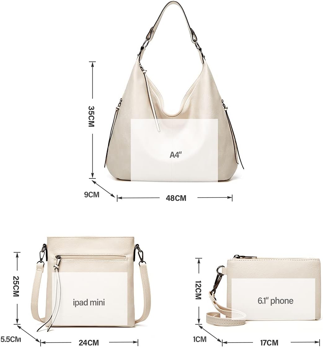 Ashioup Hobo Bags for Women Soft PU Leather Shoulder Bag Vintage Slouchy Handbag with Zipper