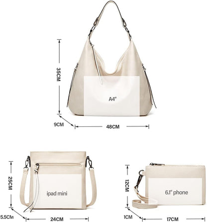 Ashioup Hobo Bags for Women Soft PU Leather Shoulder Bag Vintage Slouchy Handbag with Zipper
