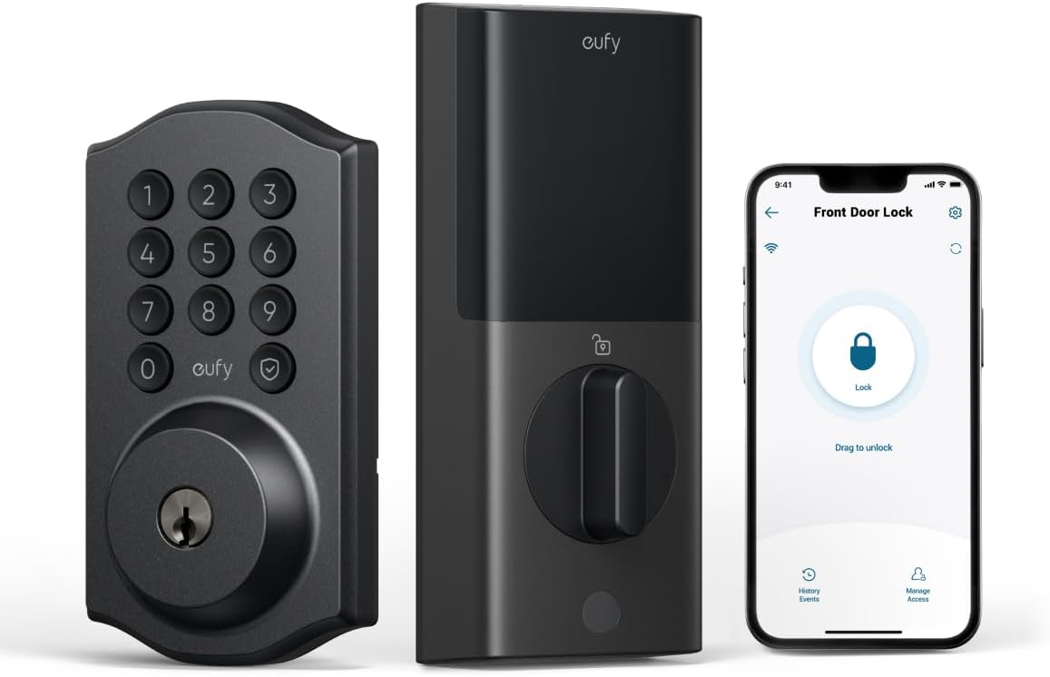 eufy Smart Lock C30, Keyless Entry Door Lock, Built-in WiFi Deadbolt, Smart Lock for Front Door, No Bridge Required, Easy Installation, App Remote Control, Auto Lock, Black