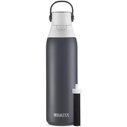 BRITA Stainless Steel Water Bottle with Filter, 591 mL Premium Double Insulated Water Bottle, Rose