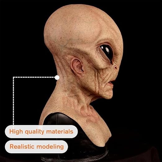 Realistic Alien Head Mask, Scary Alien Mask, Halloween Skull Latex Skeleton Fancy Mask