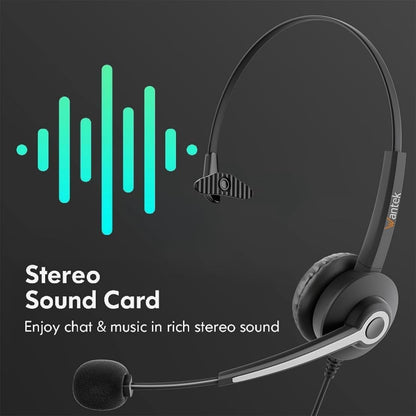 Wantek USB Headset with Microphone for PC, On-Ear Headphones - Computer Laptop Wired Headset with Mic Noise Cancellation & Volume Control for Work Home Office Online Classroom Zoom Skype
