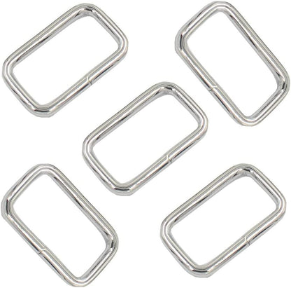 100PCS 1 inch Rectangle Ring Buckles Adjuster Square Buckle for Hardware Bags Hand DIY Accessories (Silver)