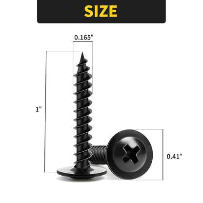 Wood Screws Assortment Kit, FIXLINK 220 PCS High Hardness Truss Head Black Wood Screws Set, Phillips Drive Assorted Screws, Contain 8 Size (,2”,1-5/8”,1-1/2”,1-1/4”,1”,3/4”,5/8”,1/2”), Black