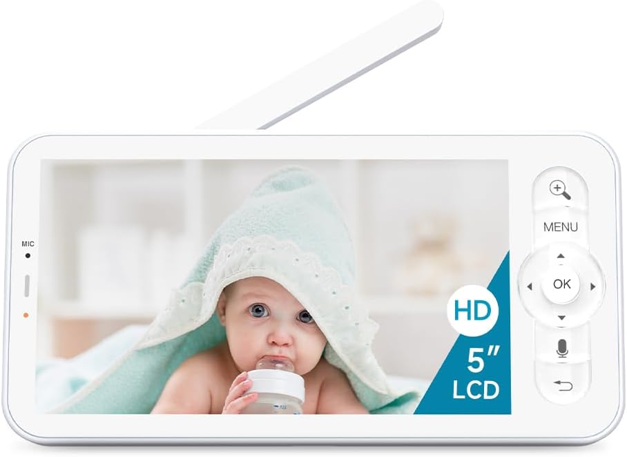 Arenti Baby Monitor 2 Cameras, 2K Smart Baby Camera 2PC with 5-Inch Upgraded Wireless Display 1PC, Super Night Vision, Lullabies, Cry & Motion Detection, Temp & Humidity Sensor, Two Way Audio, ‎Wifi 6