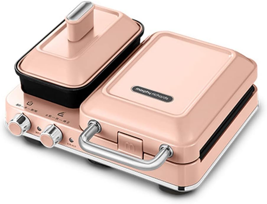 Small Breakfast Machine Mini Sandwich MachineBreakfast Machine Multifunctional Portable Non Stick Apply to Dormitory Travel Home Kitchen Breakfast Station (Color : Pink)