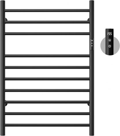 POPFLY Heated Towel Rack, Wall Mounted Electric Hot Towel Warmer, 4-Bar 304 Stainless Steel Small Heated Towel Warmer Rack for Bathroom with Timer and Temperature Control, Brushed