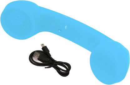 Qiilu Retro Telephone Handset for Mobile Phones - Rechargeable Radiation Proof Handset Receiver with USB Charging (Red)
